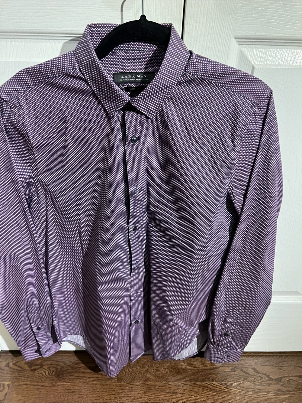 Zara Men's Purple Micro-Dot Dress Shirt